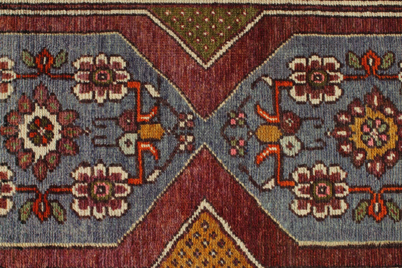 3x9 Blue and Multicolor Turkish Tribal Rug