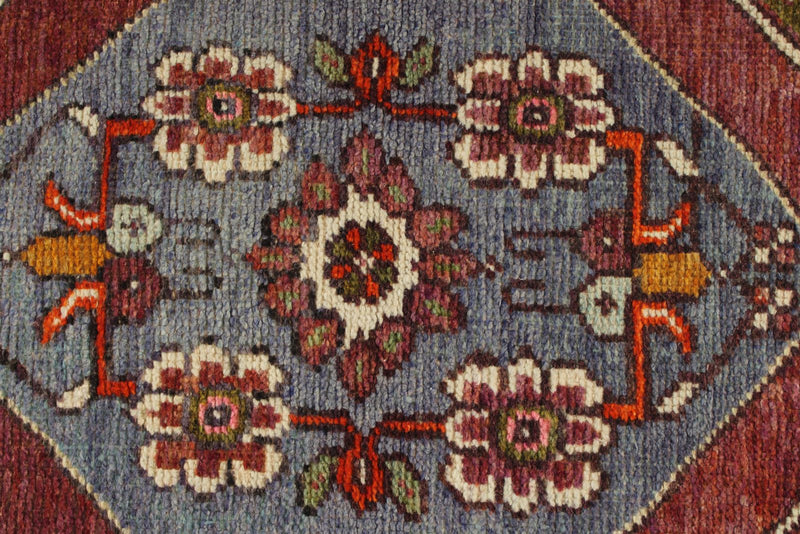 3x9 Blue and Multicolor Turkish Tribal Rug
