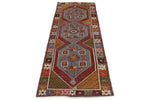 3x9 Blue and Multicolor Turkish Tribal Rug