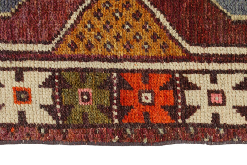 3x9 Blue and Multicolor Turkish Tribal Rug