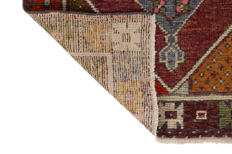 3x9 Blue and Multicolor Turkish Tribal Rug