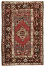 4x6 Red and Brown Turkish Tribal Rug