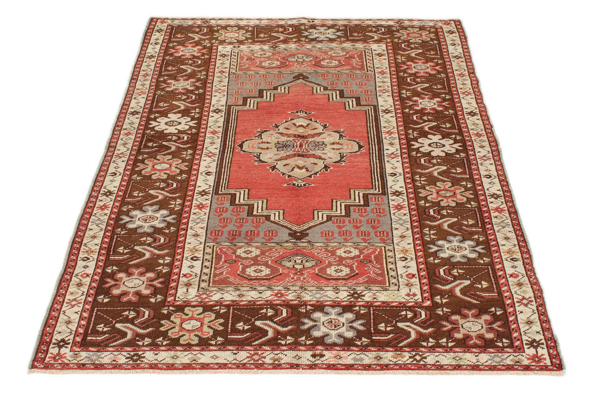 4x6 Red and Brown Turkish Tribal Rug