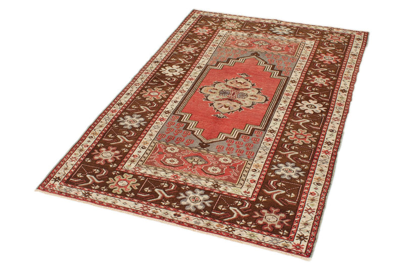 4x6 Red and Brown Turkish Tribal Rug