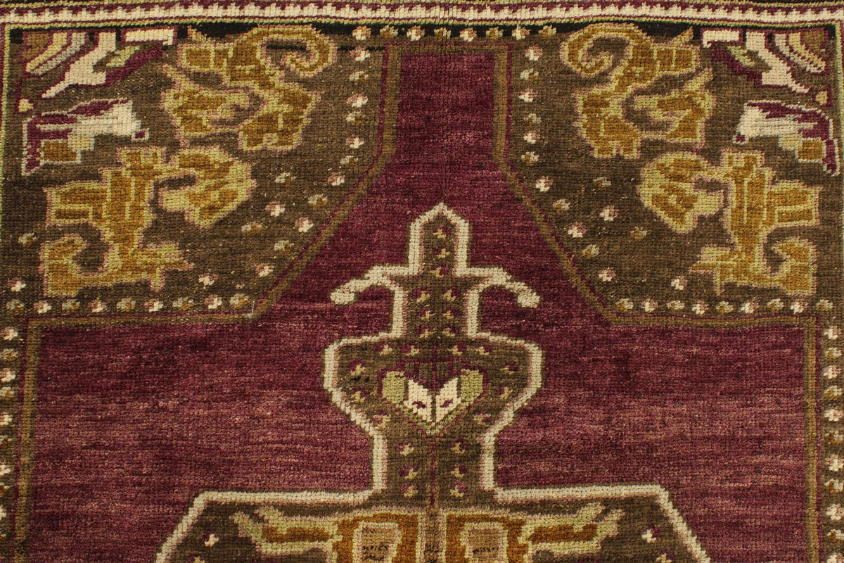 4x6 Purple and Green Turkish Tribal Rug