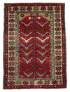 3x4 Red and Ivory Turkish Tribal Rug