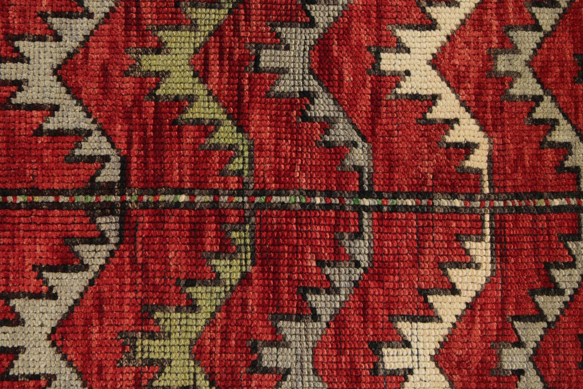 3x4 Red and Ivory Turkish Tribal Rug