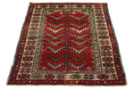 3x4 Red and Ivory Turkish Tribal Rug