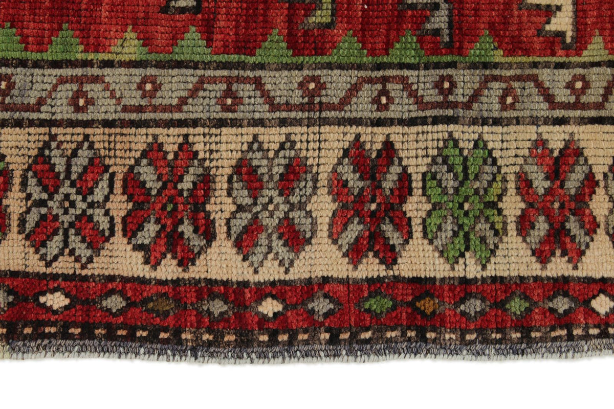 3x4 Red and Ivory Turkish Tribal Rug