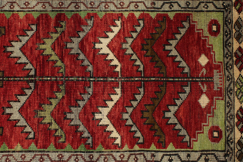 3x4 Red and Ivory Turkish Tribal Rug