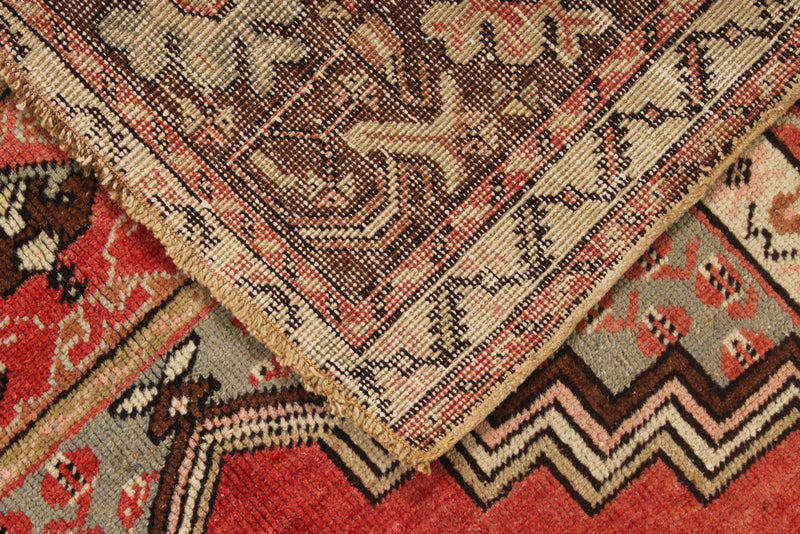 4x5 Red and Brown Turkish Tribal Rug