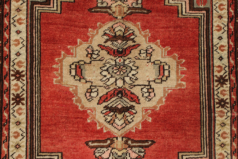 4x5 Red and Brown Turkish Tribal Rug