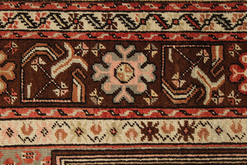 4x5 Red and Brown Turkish Tribal Rug