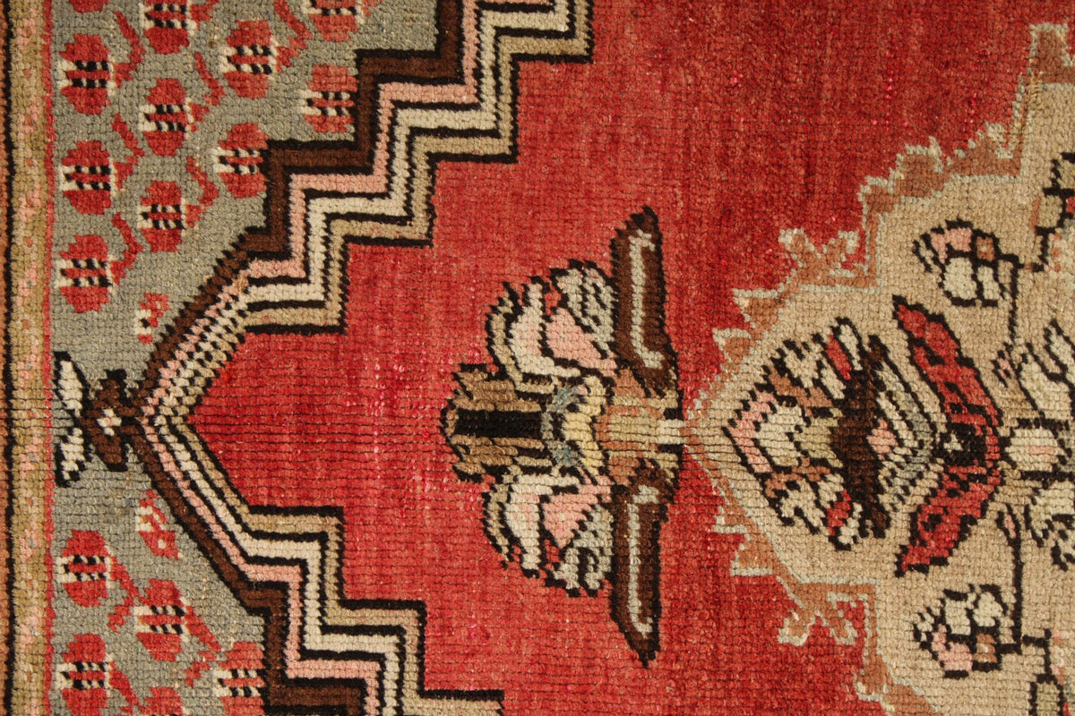 4x5 Red and Brown Turkish Tribal Rug