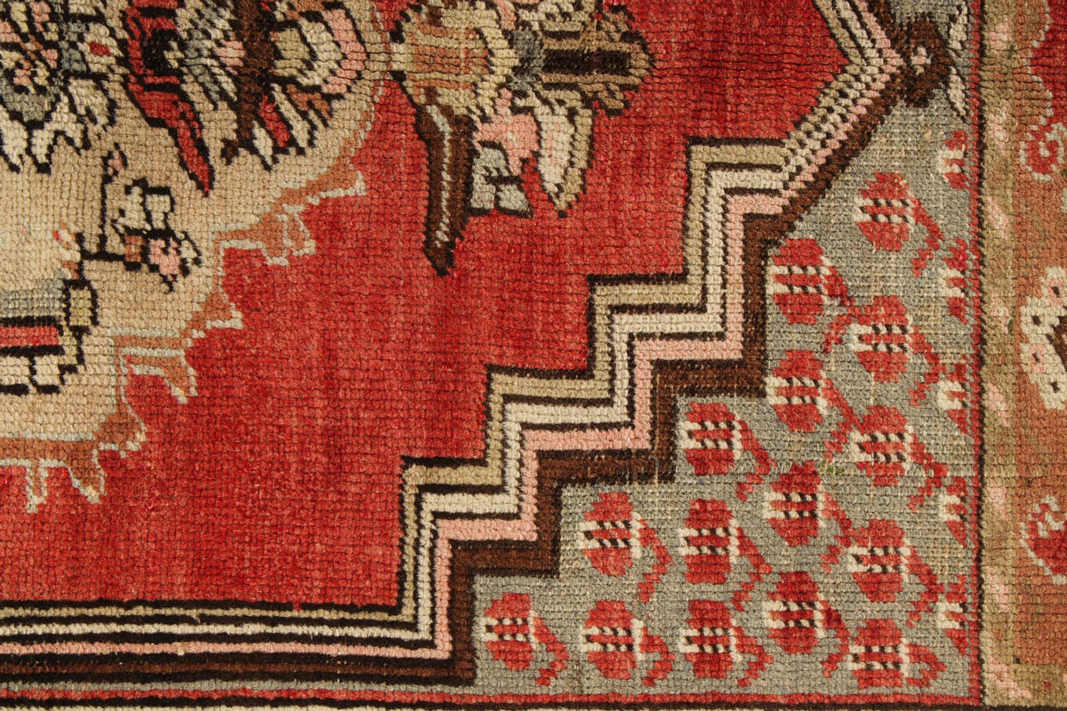 4x5 Red and Brown Turkish Tribal Rug