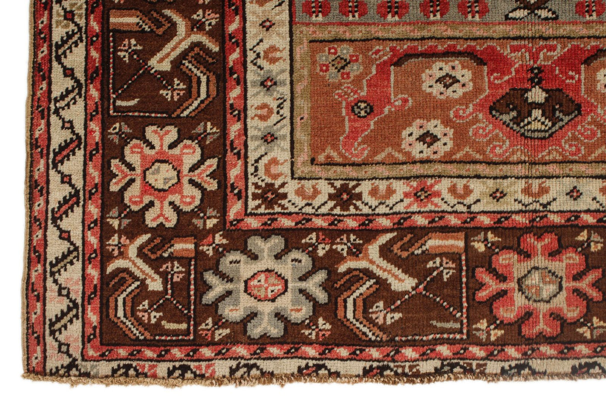 4x5 Red and Brown Turkish Tribal Rug