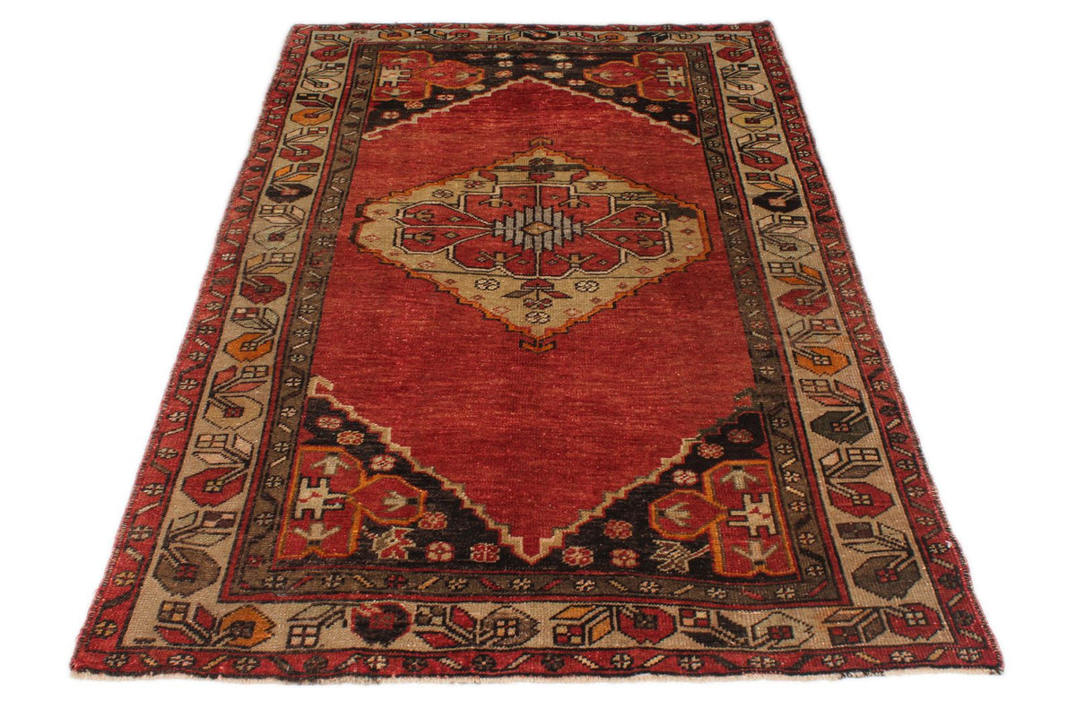 4x7 Red and Brown Turkish Tribal Rug