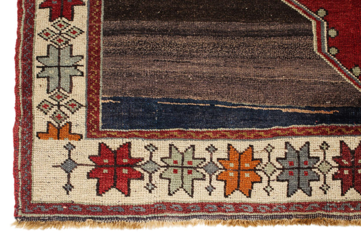 4x6 Gray and Red Turkish Tribal Rug