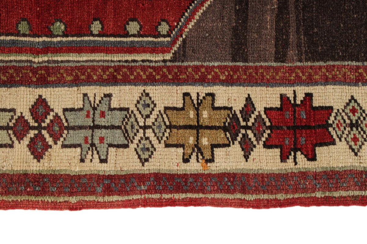 4x6 Gray and Red Turkish Tribal Rug
