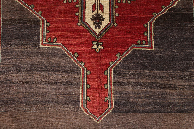 4x6 Gray and Red Turkish Tribal Rug