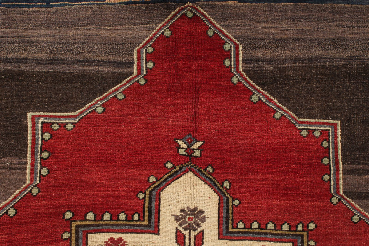 4x6 Gray and Red Turkish Tribal Rug