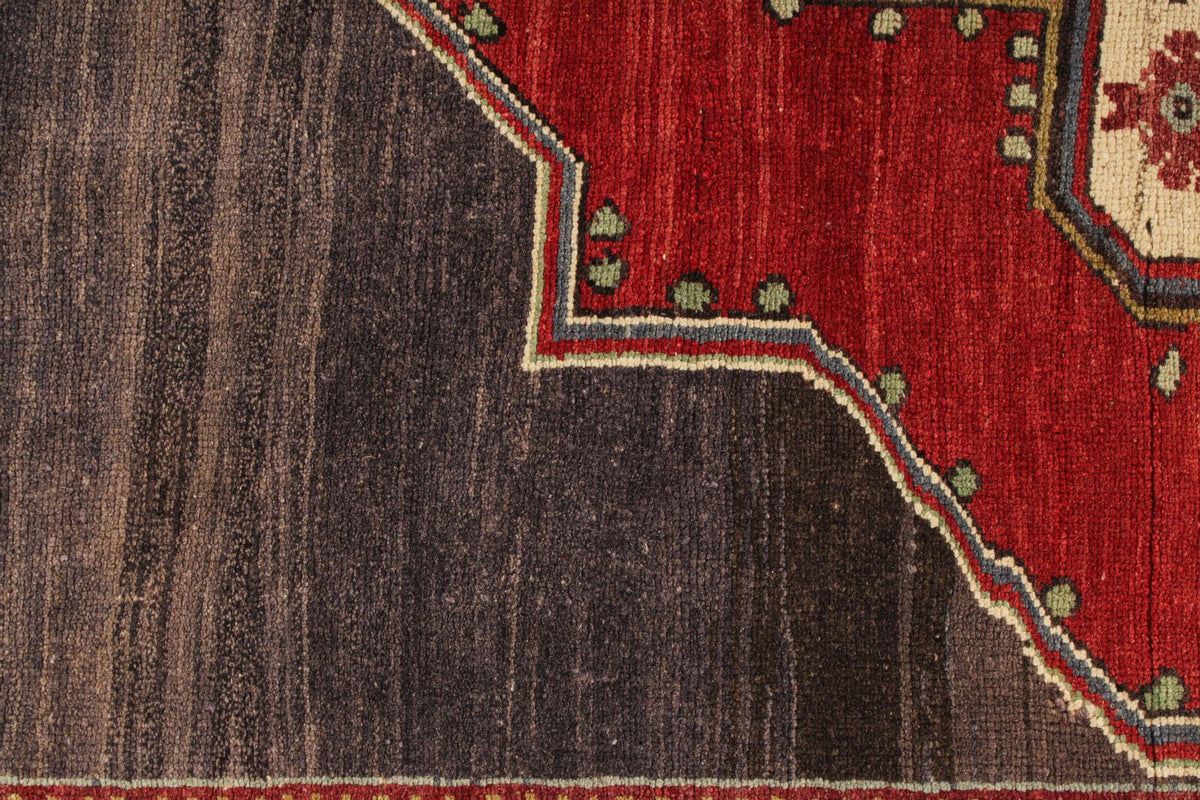 4x6 Gray and Red Turkish Tribal Rug