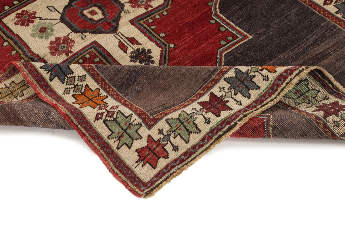 4x6 Gray and Red Turkish Tribal Rug