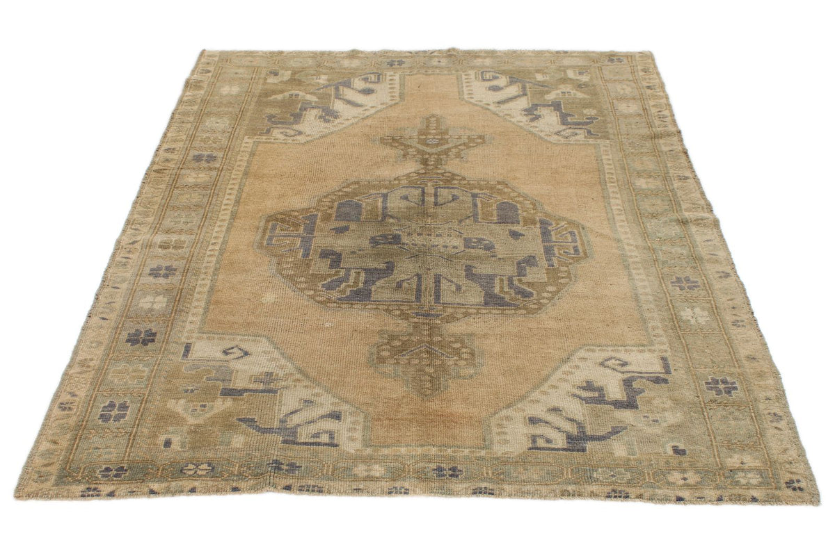 5x7 Gray and Beige Turkish Tribal Rug