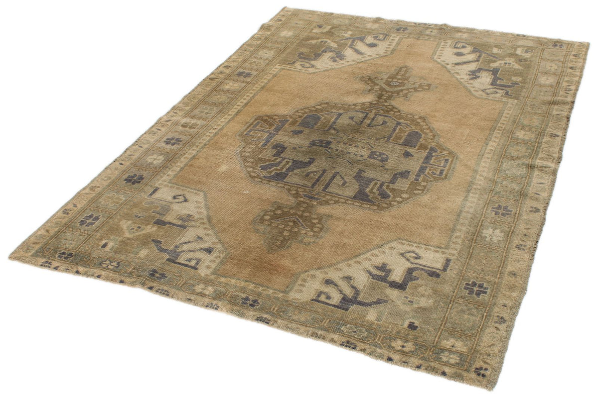 5x7 Gray and Beige Turkish Tribal Rug