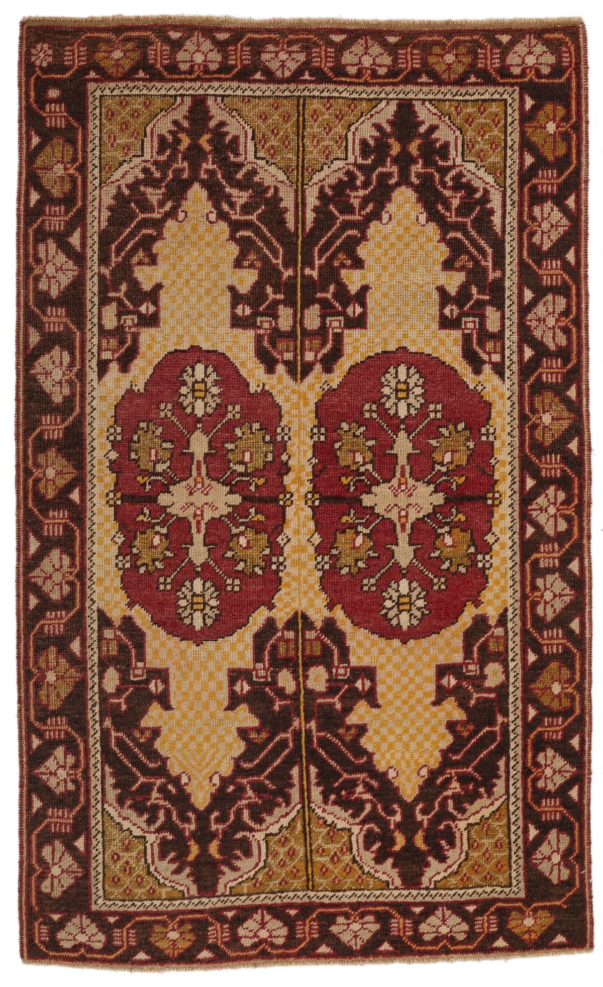 4x6 Gold and Brown Turkish Tribal Rug