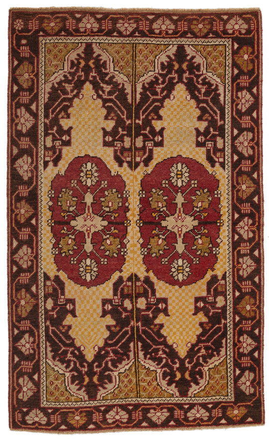 4x6 Gold and Brown Turkish Tribal Rug