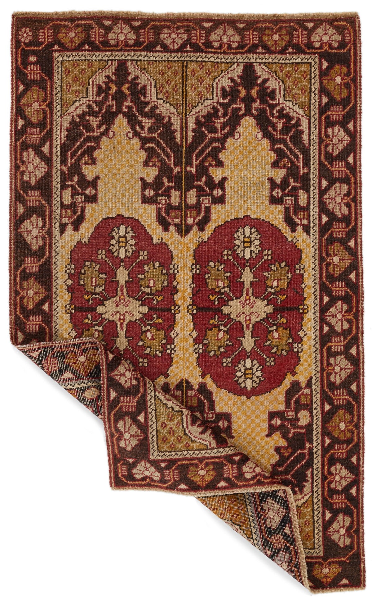 4x6 Gold and Brown Turkish Tribal Rug