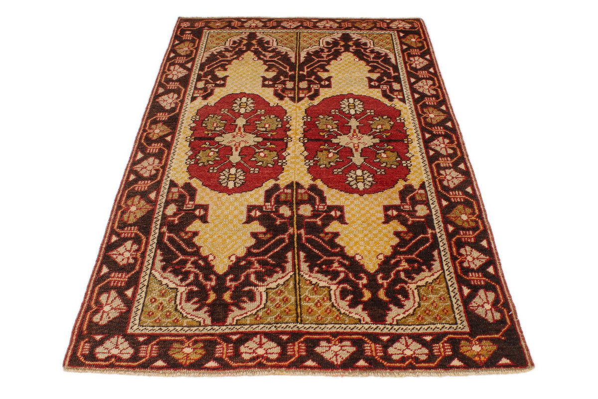 4x6 Gold and Brown Turkish Tribal Rug