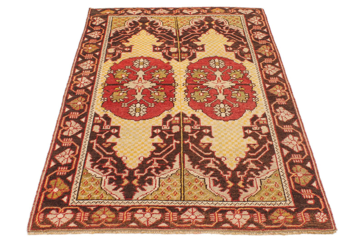 4x6 Gold and Brown Turkish Tribal Rug