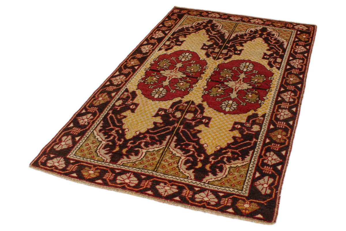 4x6 Gold and Brown Turkish Tribal Rug