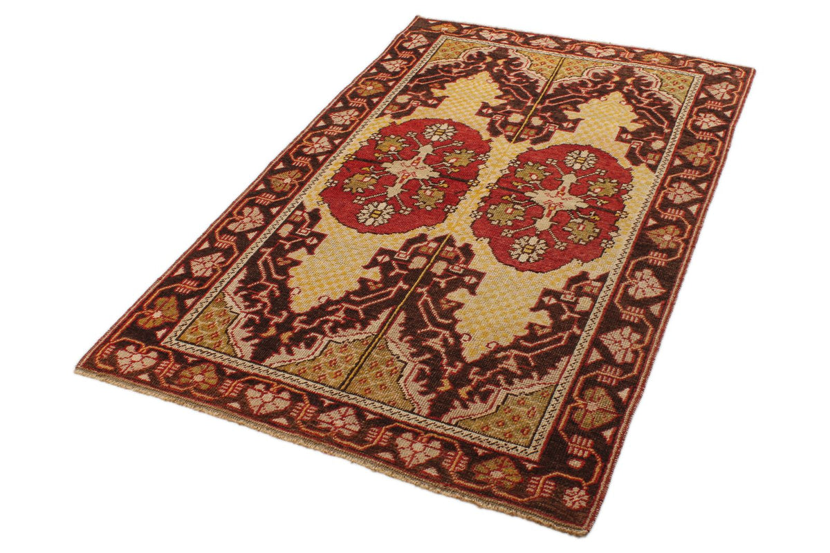 4x6 Gold and Brown Turkish Tribal Rug