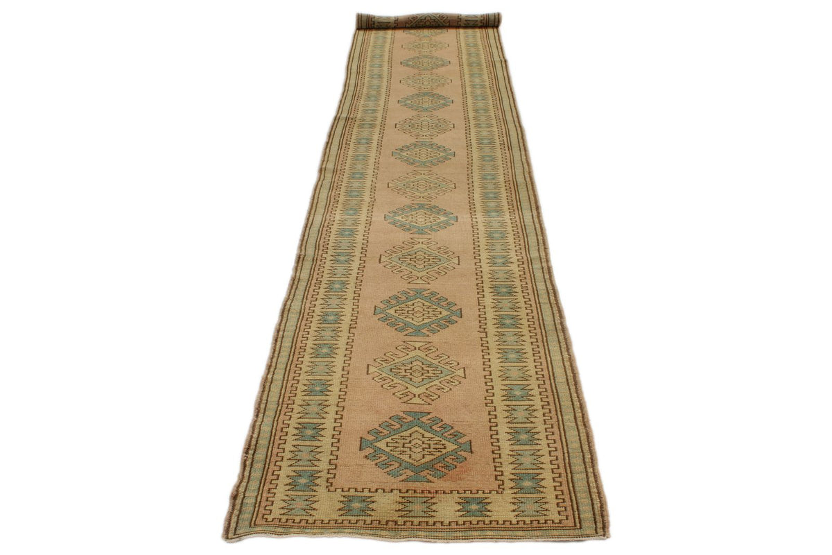 3x15 Pink and Green Turkish Tribal Runner