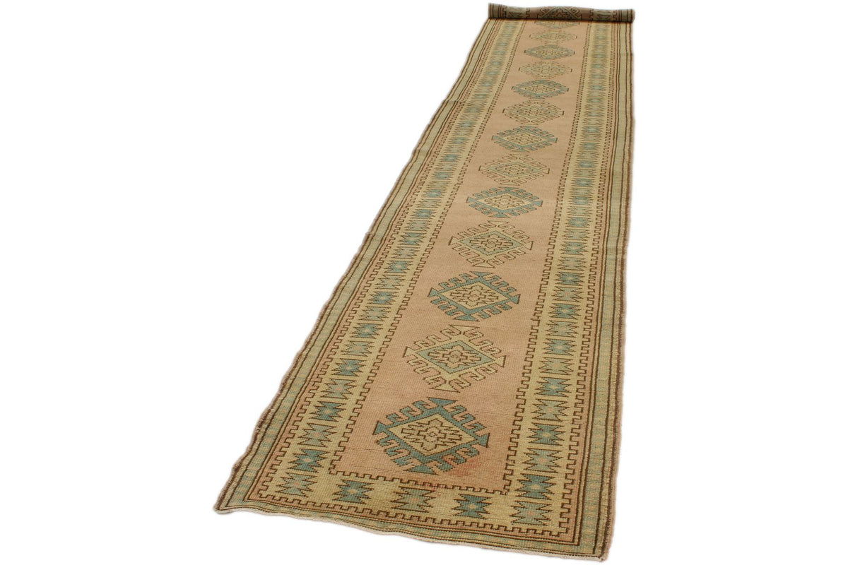 3x15 Pink and Green Turkish Tribal Runner