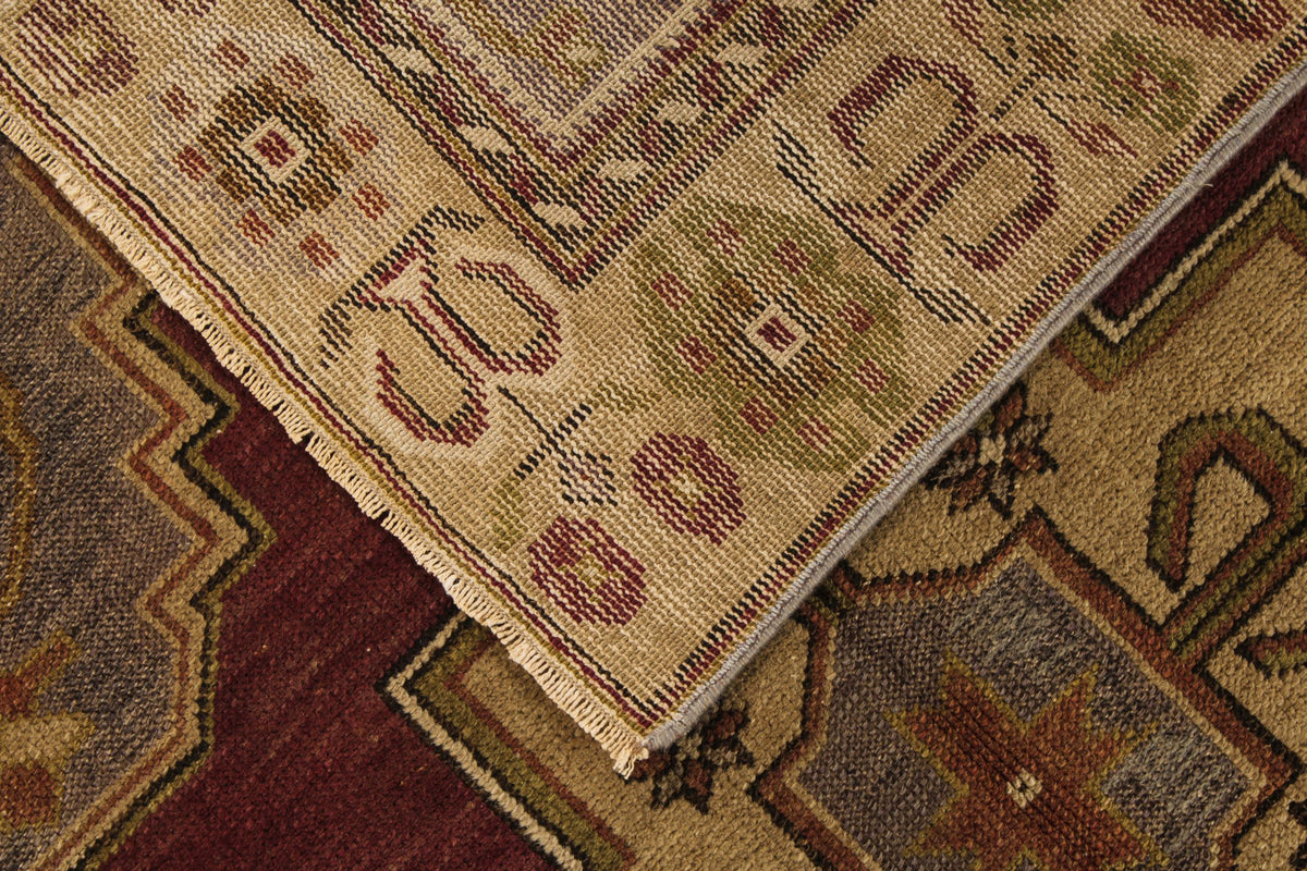 4x7 Purple and Brown Turkish Tribal Rug