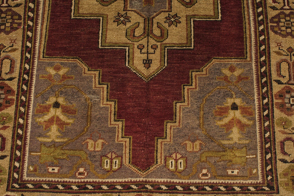 4x7 Purple and Brown Turkish Tribal Rug