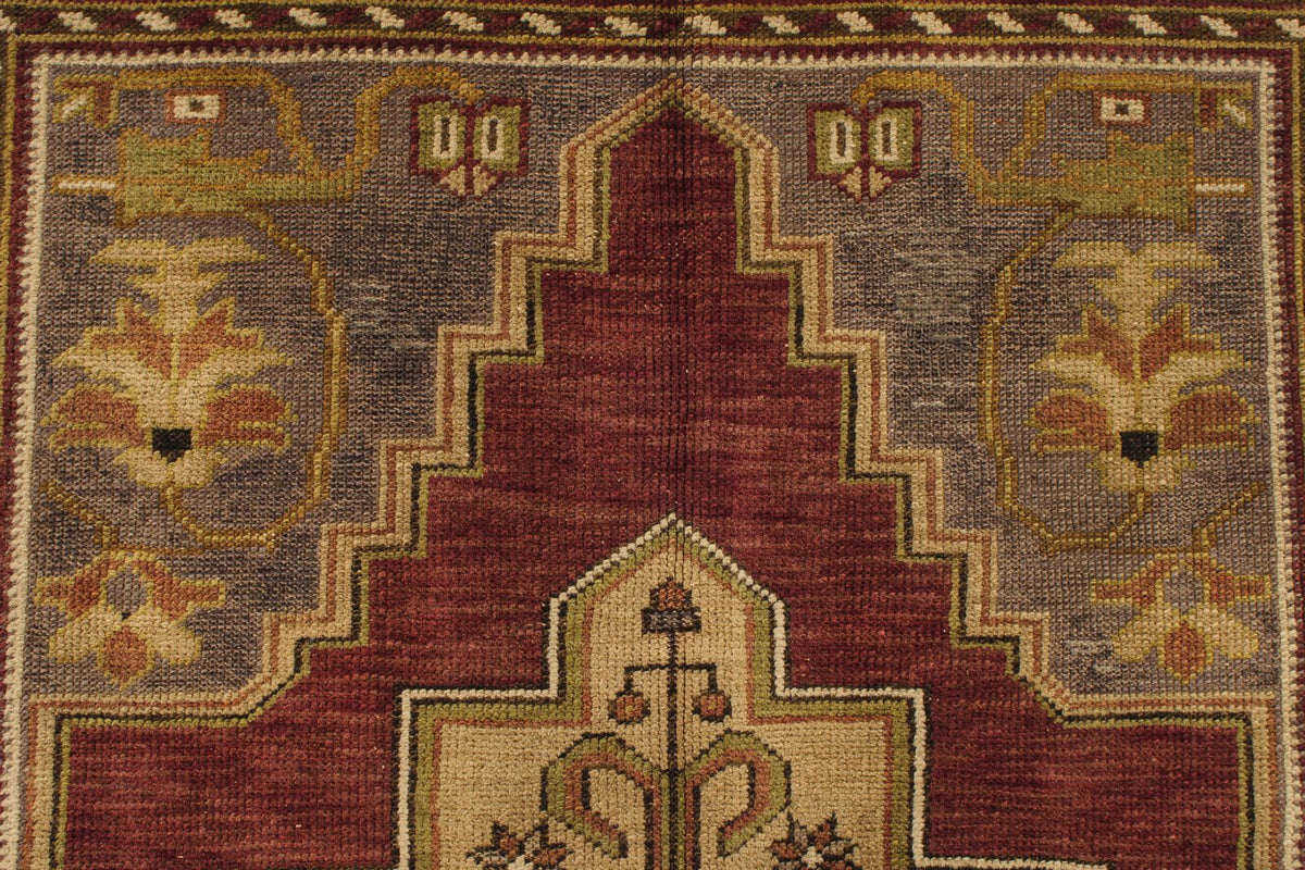 4x7 Purple and Brown Turkish Tribal Rug