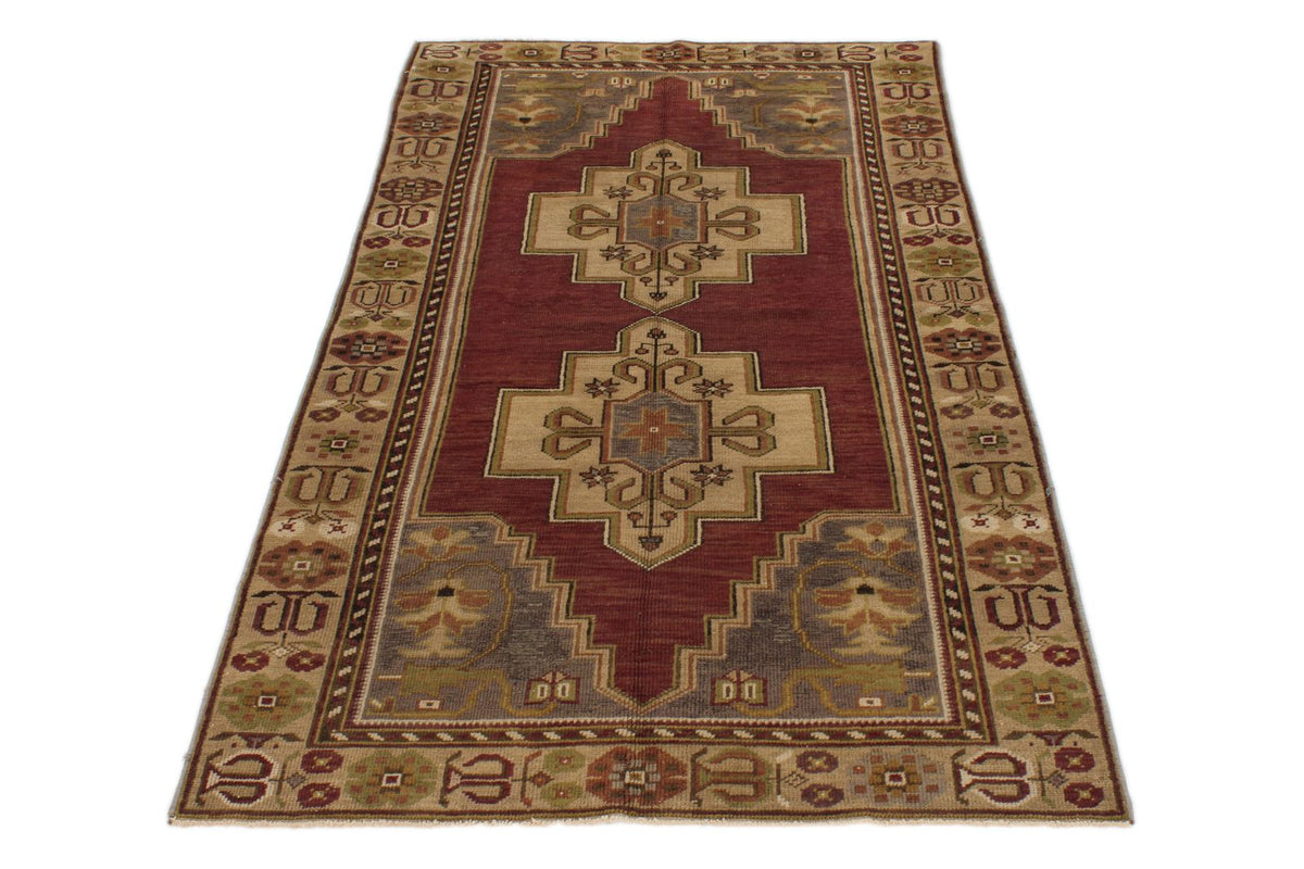 4x7 Purple and Brown Turkish Tribal Rug