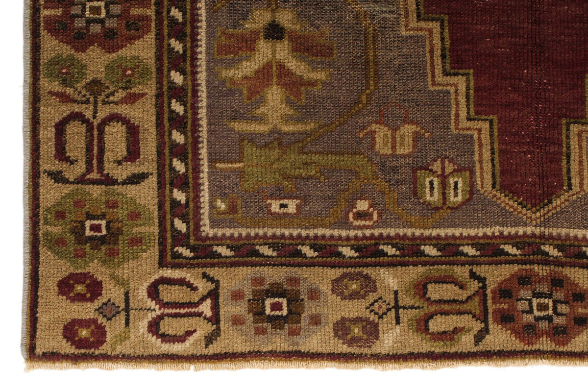 4x7 Purple and Brown Turkish Tribal Rug