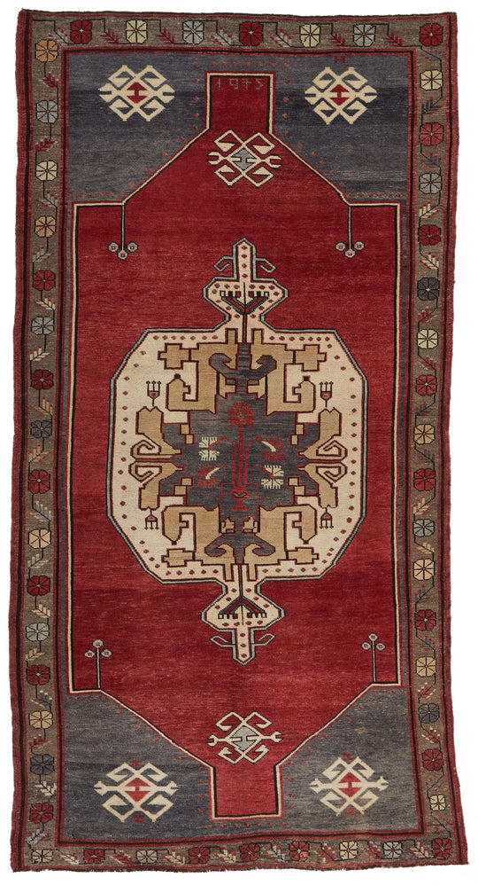 5x10 Red and Gray Turkish Tribal Runner