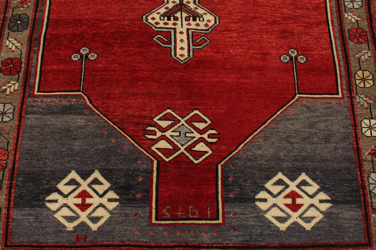 5x10 Red and Gray Turkish Tribal Runner