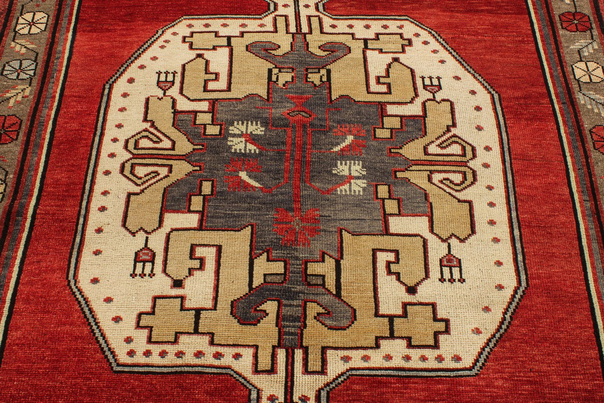 5x10 Red and Gray Turkish Tribal Runner