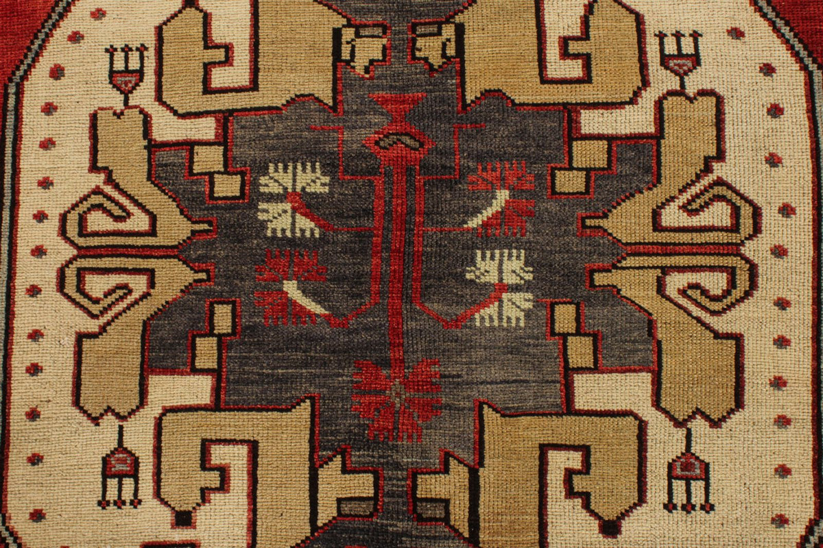 5x10 Red and Gray Turkish Tribal Runner