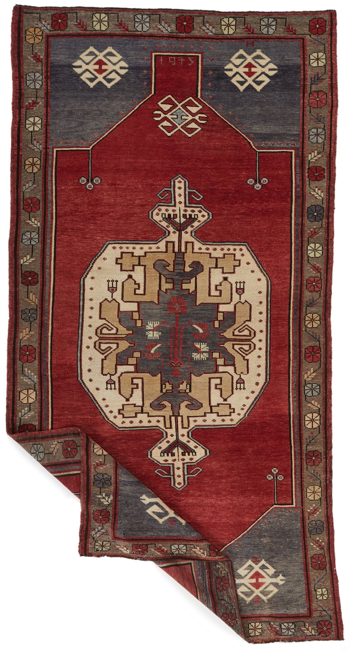 5x10 Red and Gray Turkish Tribal Runner