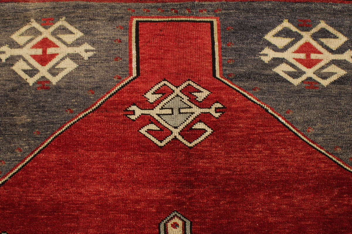 5x10 Red and Gray Turkish Tribal Runner