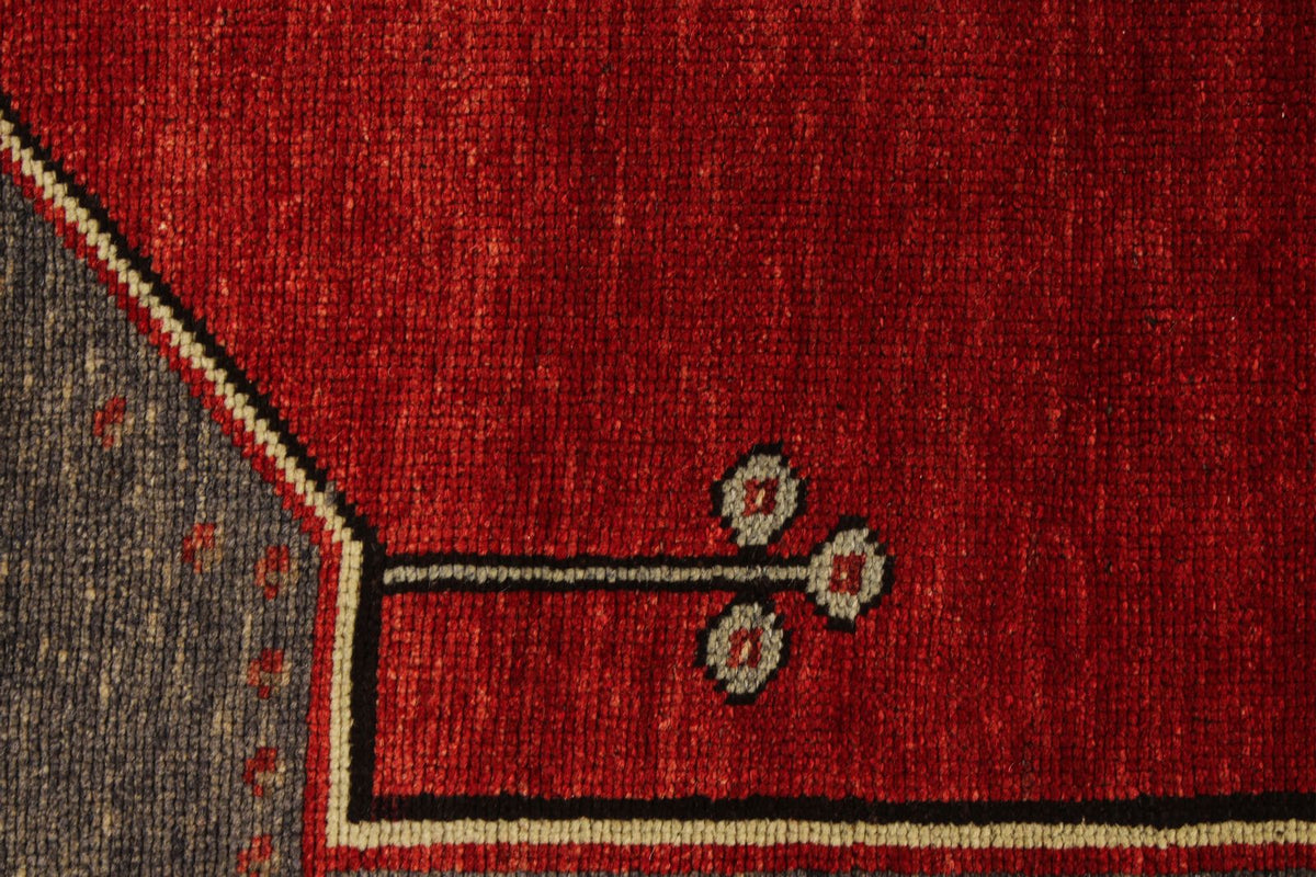 5x10 Red and Gray Turkish Tribal Runner